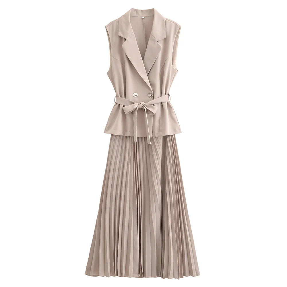 Clara Pleated Vest Maxi Dress