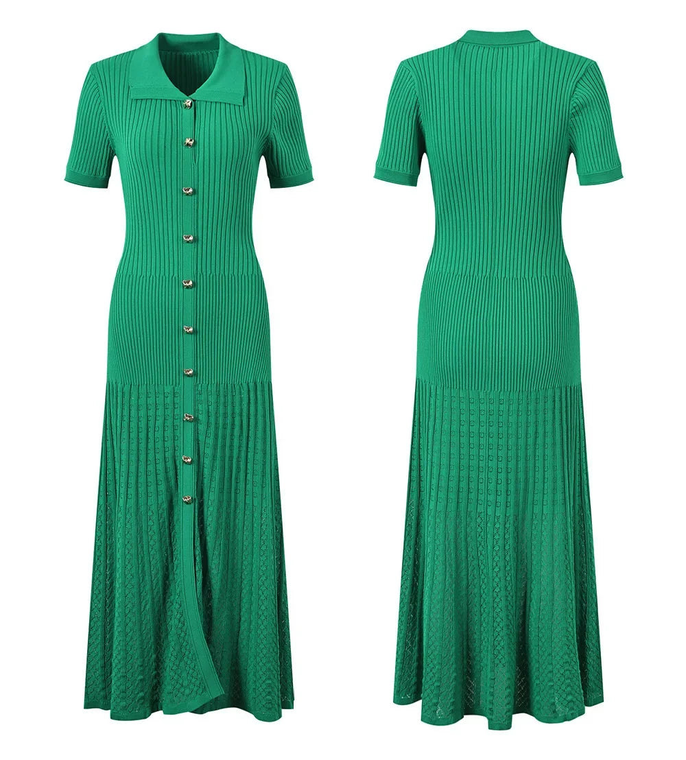 Lyra Knit Button Midi Dress