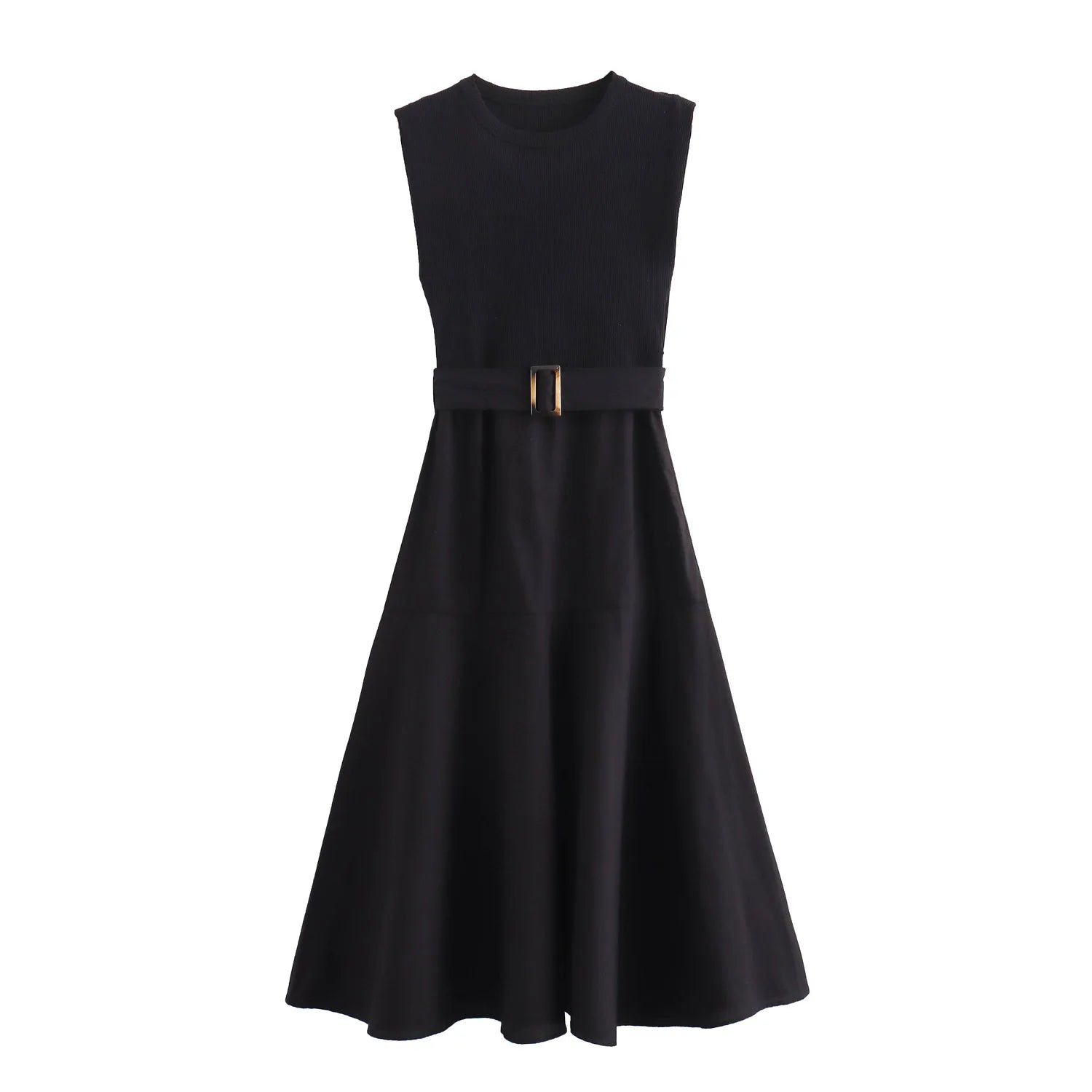Celine Belted Rib Knit Dress