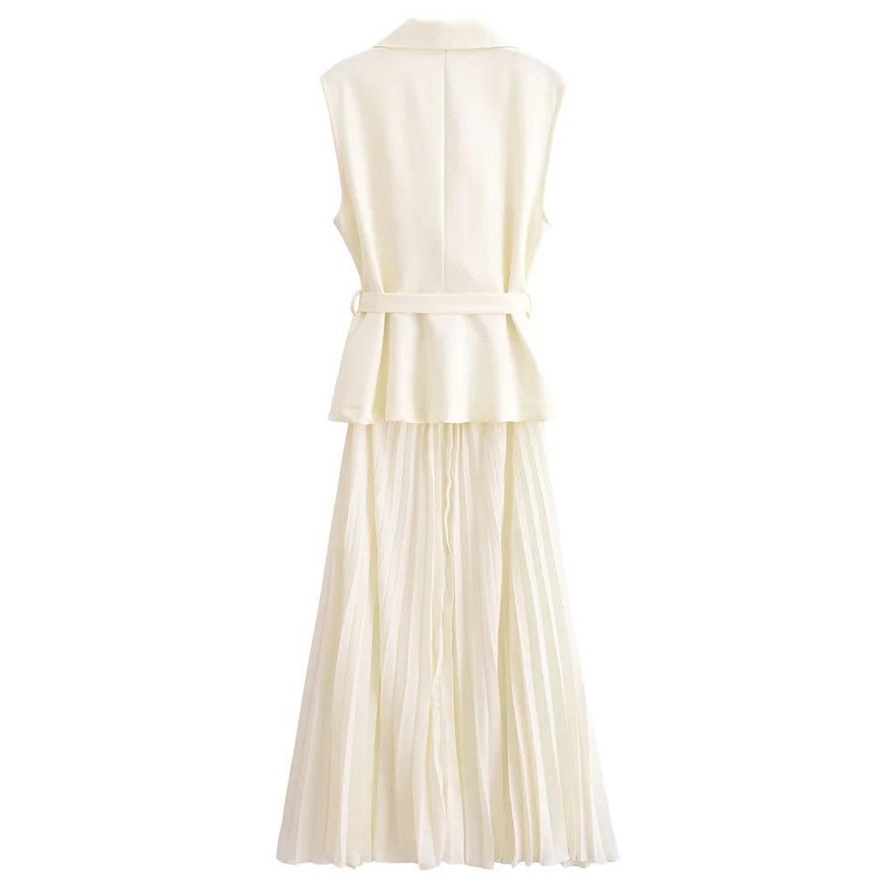 Clara Pleated Vest Maxi Dress