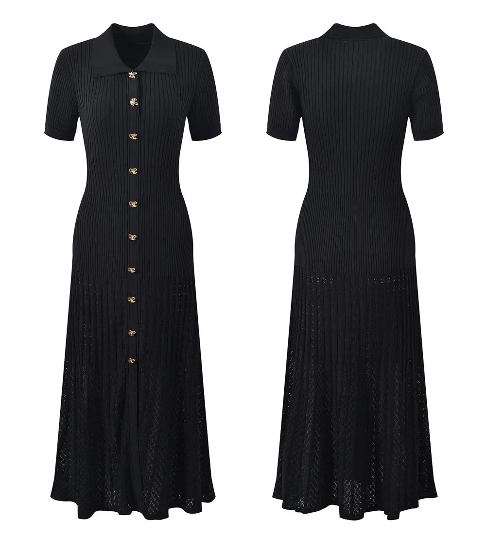 Lyra Knit Button Midi Dress