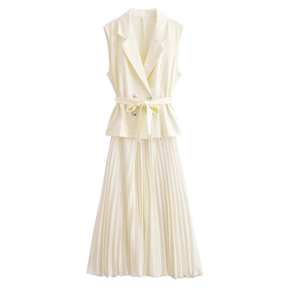 Clara Pleated Vest Maxi Dress