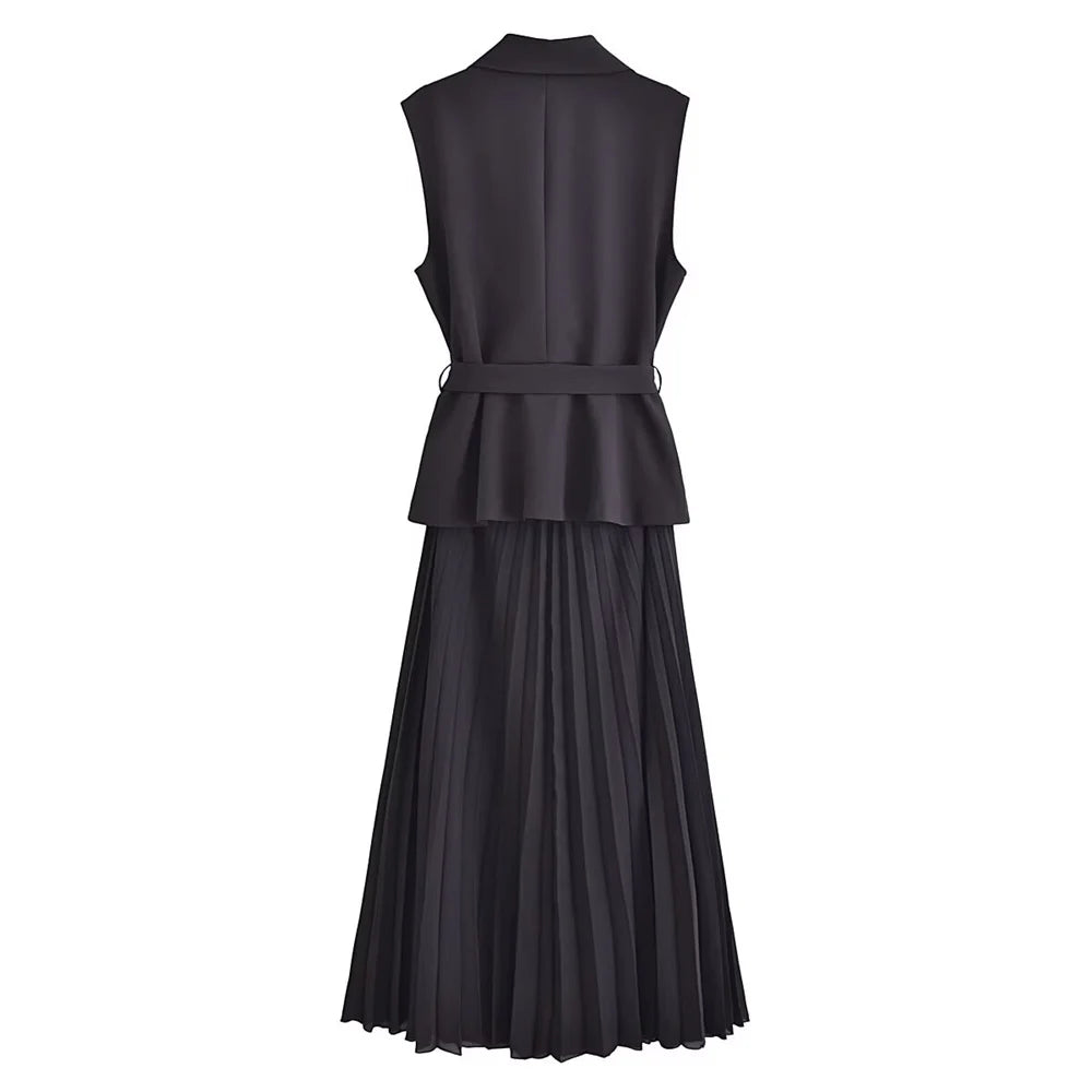 Clara Pleated Vest Maxi Dress