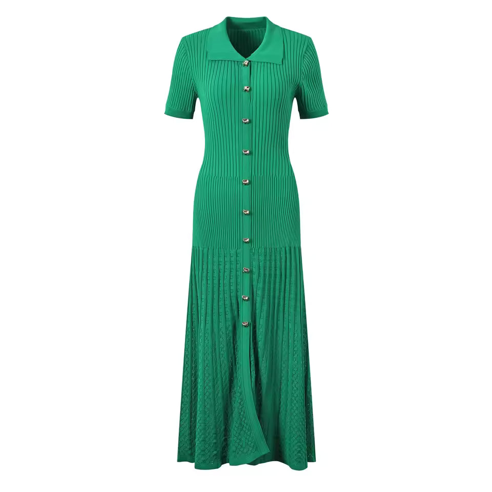 Lyra Knit Button Midi Dress