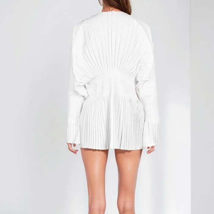 Elara Pleated Blouse Dress