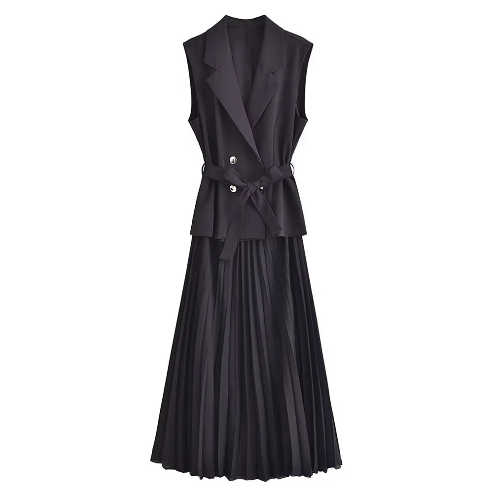 Clara Pleated Vest Maxi Dress