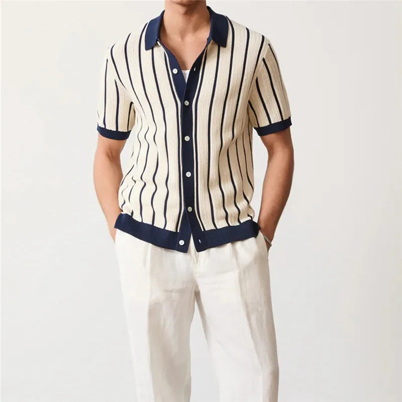Cedric Striped Knit Polo