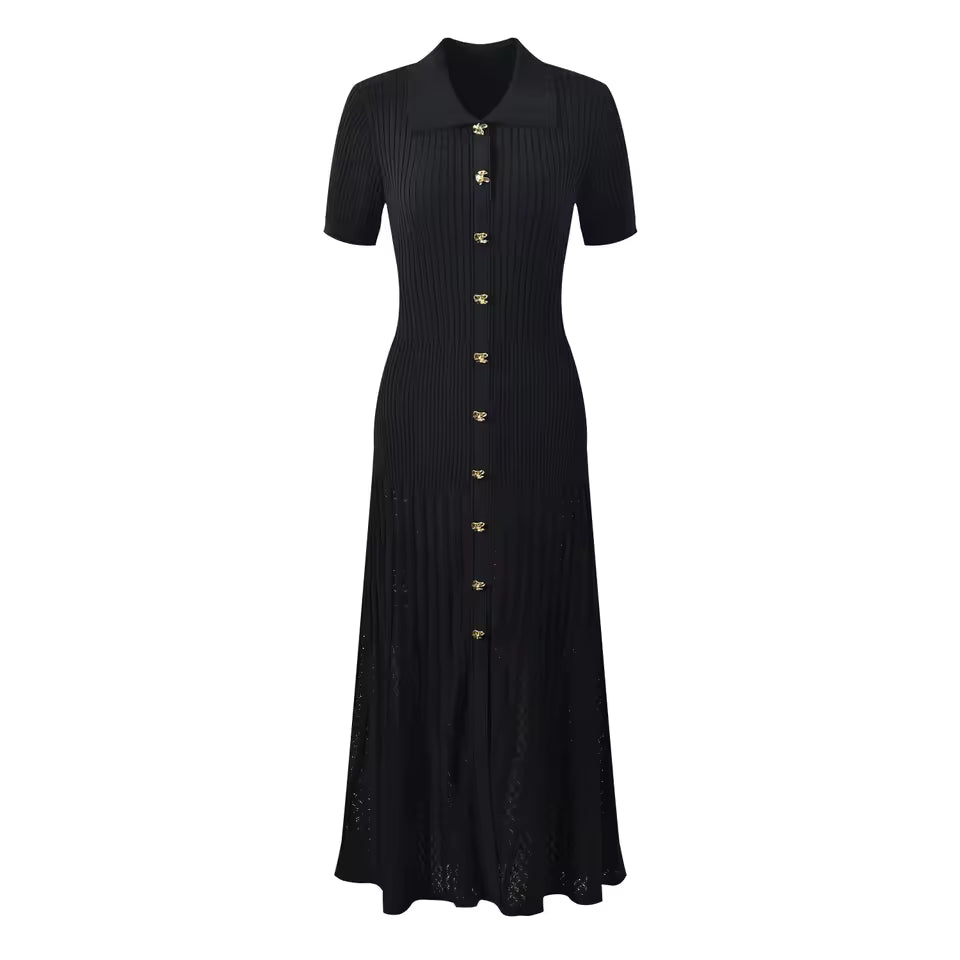 Lyra Knit Button Midi Dress