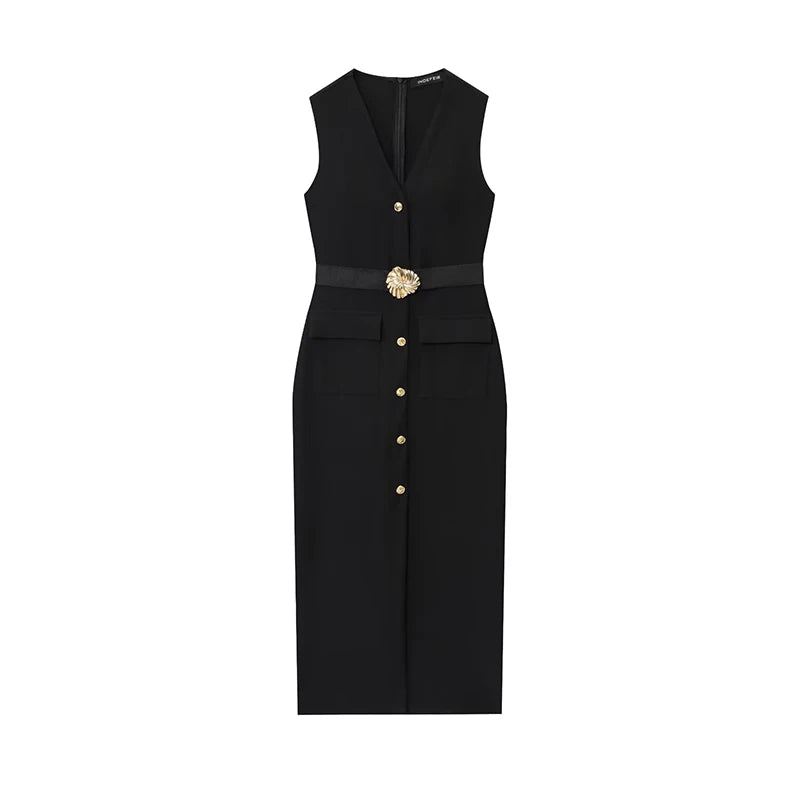 Elara Belted Midi Dress